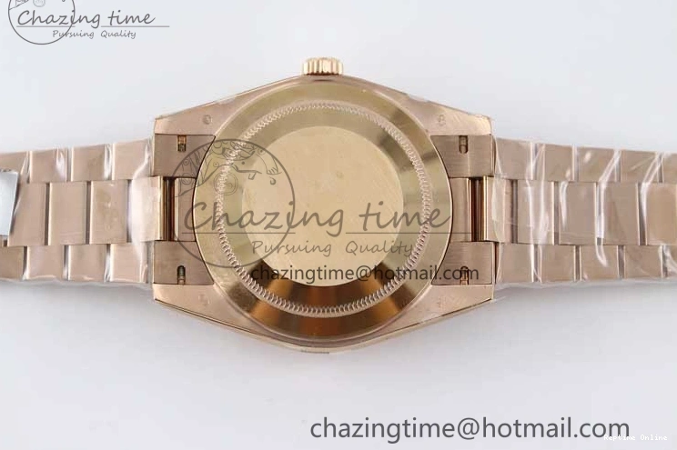 0419 Day Date 40mm RG 904L Steel TWF 1:1 Best Edition Black Crystal Dial on RG Bracelet A MoistureWicking 2349